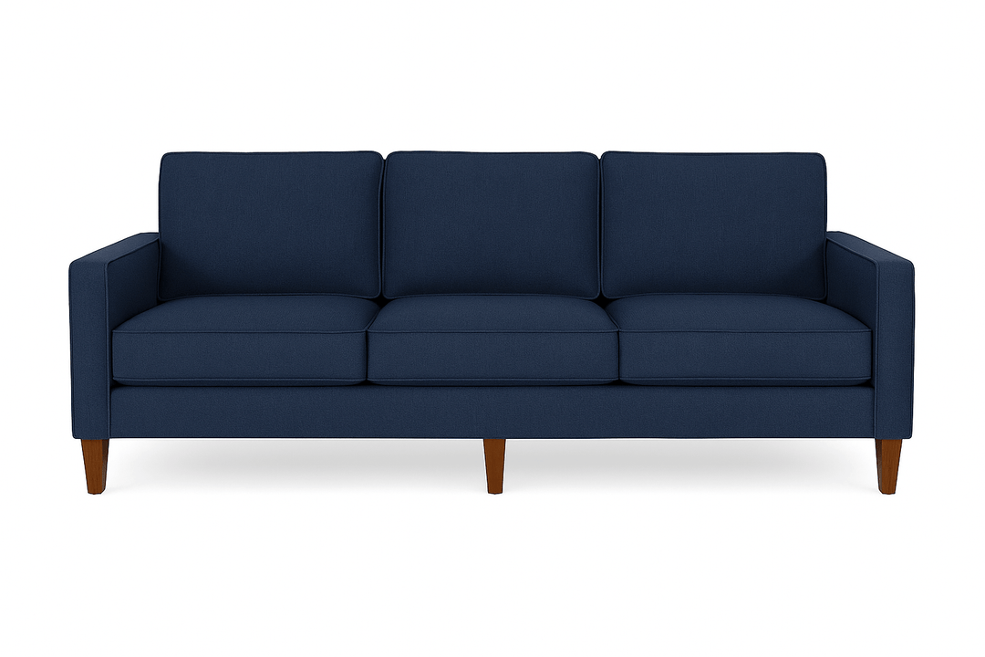 Summit Sofa in Peyton Navy lifestyle setting - low-profile contemporary sofa by Stanton - Whats New Furniture Portland OR