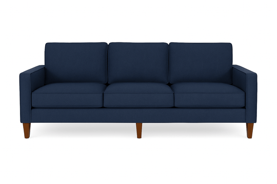 Summit Sofa in Peyton Navy lifestyle setting - low-profile contemporary sofa by Stanton - Whats New Furniture Portland OR