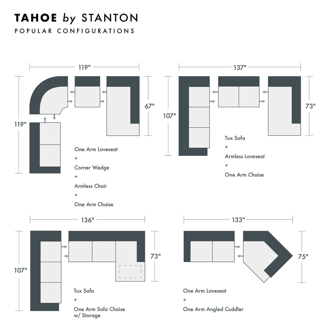Tahoe Custom Sofa / Sectional sectional configuration view - custom sofa sectional by Stanton - Whats New Furniture Portland OR