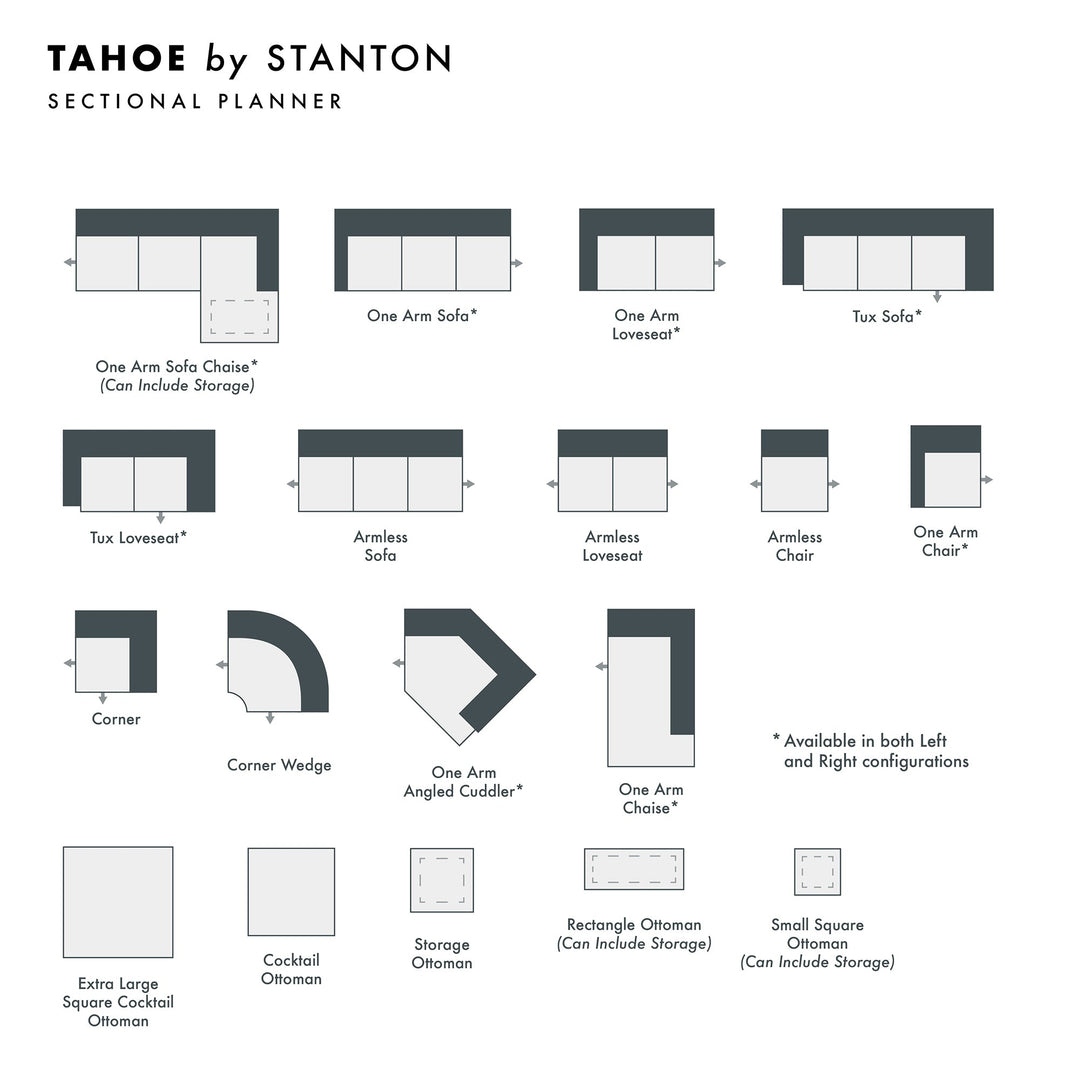 Tahoe Custom Sofa / Sectional spec sheet - custom sofa sectional by Stanton - Whats New Furniture Portland OR