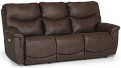 Tillamook reclining sofa front view — Oregon-made custom fabric sofa