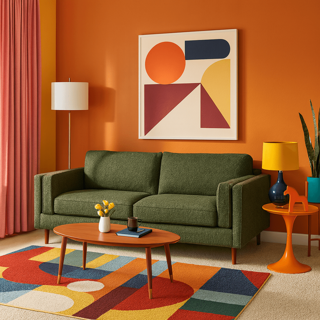 Stanton Timber Sofa in Rio Spinach forest-green tweed cushion detail - Oregon-made mid-century modern sofa - Whats New Furniture Portland OR
