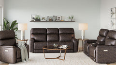 Timberline reclining sofa styled in a living room setting