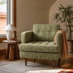 Urban Chair in Noriko Herb styled in a Portland Montavilla cottage living room - Whats New Furniture