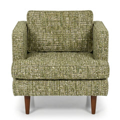 Urban Chair in Noriko Herb green and cream tweed boucle fabric - button-tufted mid-century modern accent chair by Stanton - Whats New Furniture Portland OR