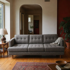 Urban Sofa in Bennett Praline styled in a Portland Alberta Arts foursquare living room - Whats New Furniture