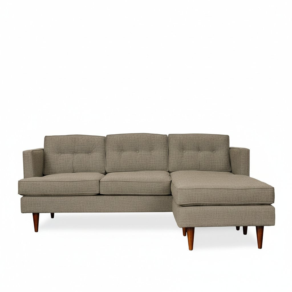 Urban Sofa Chaise in Bennett Praline warm gray-brown woven fabric - mid-century modern sofa chaise by Stanton - Whats New Furniture Portland OR