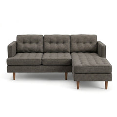 Urban Sofa Chaise in Bennett Praline warm grey-taupe woven fabric - button-tufted mid-century modern sofa chaise by Stanton - Whats New Furniture Portland OR