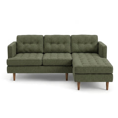 Urban Sofa Chaise in Dominator Spinach olive green woven fabric - button-tufted mid-century modern sofa chaise by Stanton - Whats New Furniture Portland OR