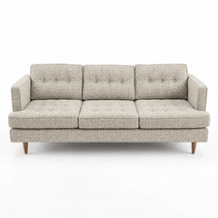 Urban Sofa in Sequoia Toast oatmeal-cream tweed fabric - button-tufted mid-century - Whats New Furniture Portland OR