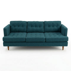 Urban Sofa in Sensation Turquoise deep teal woven fabric - button-tufted mid-century modern sofa by Stanton - Whats New Furniture Portland OR