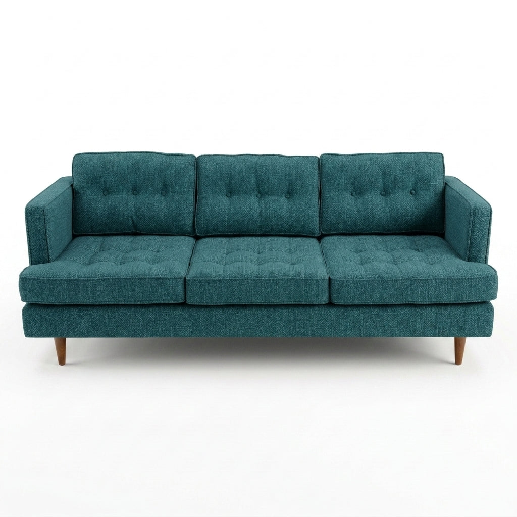 Urban Sofa in Nomad Turquoise mottled turquoise chenille fabric - button-tufted mid-century modern sofa by Stanton - Whats New Furniture Portland OR