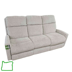 Valor Power Recliner Sofa in Oatmeal side angle - Oregon-made power reclining sofa by Stanton - Whats New Furniture Portland OR