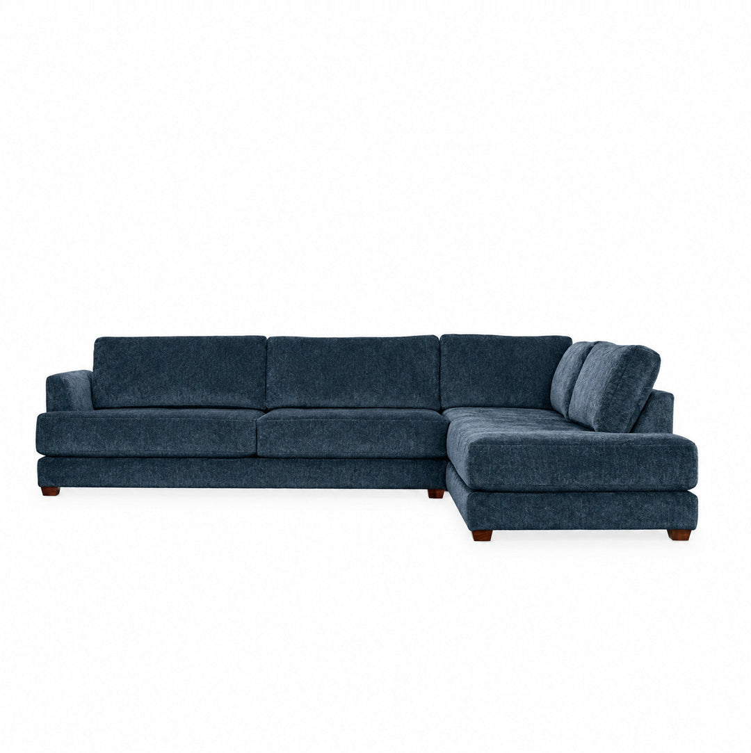 Vantage Sectional in Lush Marine with right-facing chaise (RHF) — studio front view - Oregon-made by Stanton - Whats New Furniture Portland OR