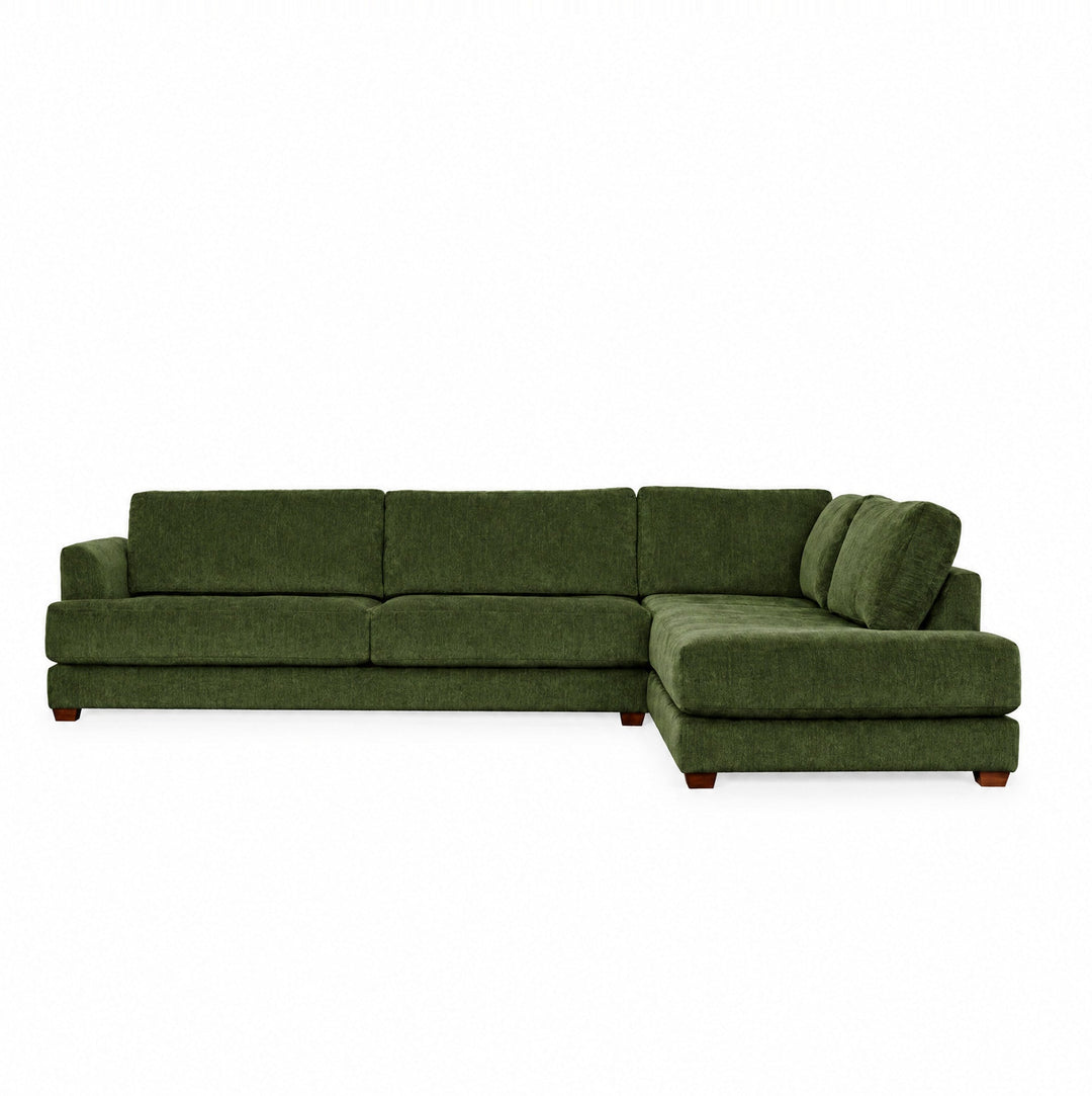 Vantage Sectional in Lush Spinach with right-facing chaise (RHF) — studio front view - Oregon-made by Stanton - Whats New Furniture Portland OR