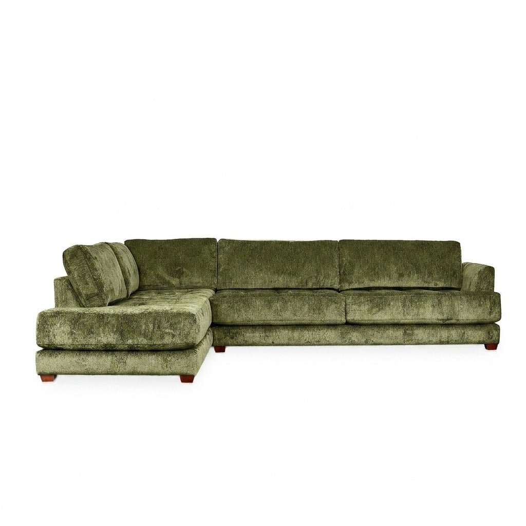 Vantage Sectional in Lush Spinach green front view LHF chaise - Oregon-made by Stanton - Whats New Furniture Portland OR