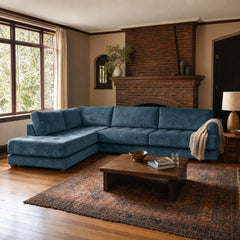 Vantage Sectional in Lush Turquoise styled in a Portland Tudor living room - Whats New Furniture