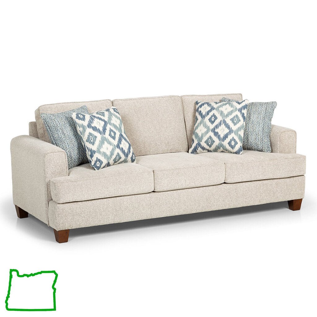 Vista Modern Sofa in Oatmeal side angle - Oregon-made sofa by Stanton - Whats New Furniture Portland OR