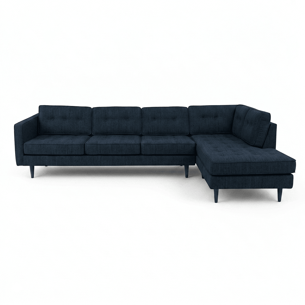 Vogue Open Chaise Sectional in Sergio Indigo - Oregon-made Stanton sectional at What's New Furniture Portland
