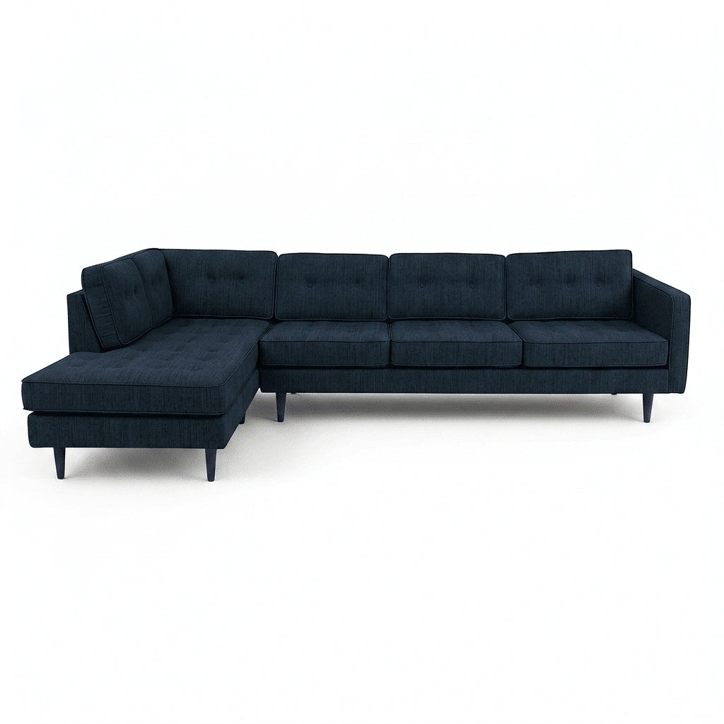 Vogue Open Chaise Sectional in Sergio Indigo left-facing configuration - Oregon-made Stanton sectional