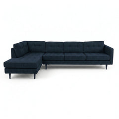 Vogue Open Chaise Sectional in Sergio Indigo left-facing configuration - Oregon-made Stanton sectional