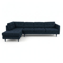 Vogue Open Chaise Sectional in Sergio Indigo left-facing configuration - Oregon-made Stanton sectional