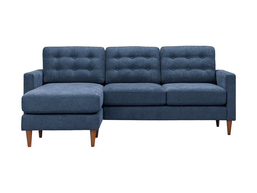 Vogue Sofa Chaise in Sensation Slate front view - Oregon-made tufted sofa by Stanton - Whats New Furniture Portland OR