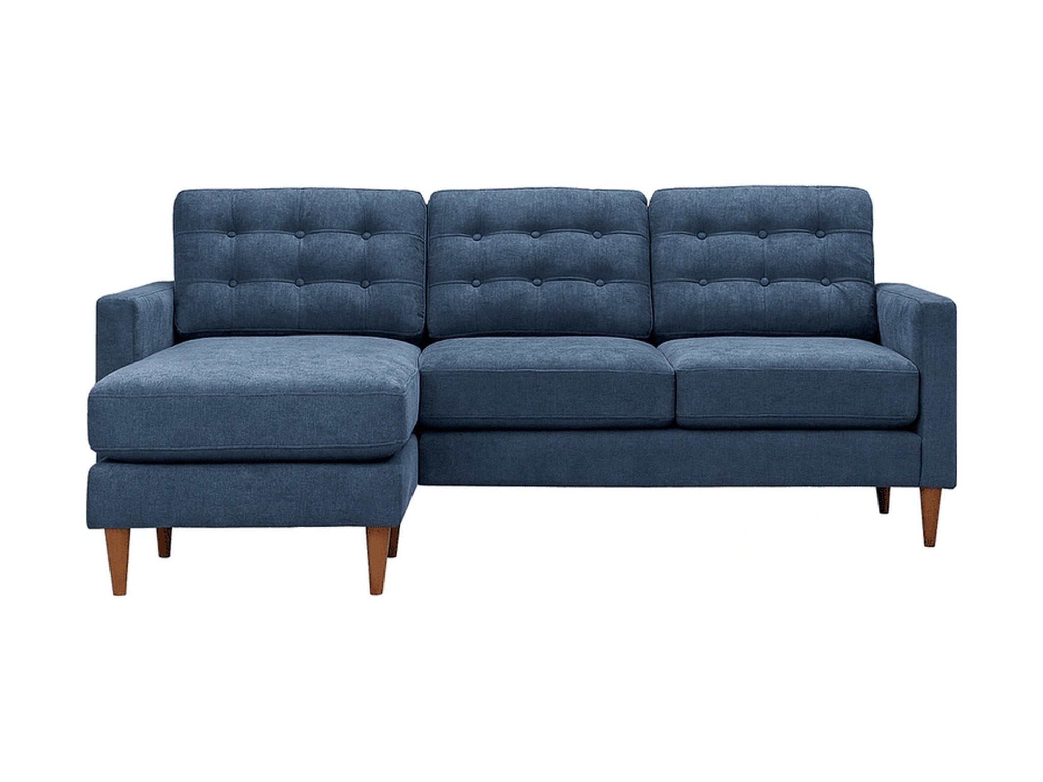 Vogue Sofa Chaise in Sensation Slate front view - Oregon-made tufted sofa by Stanton - Whats New Furniture Portland OR