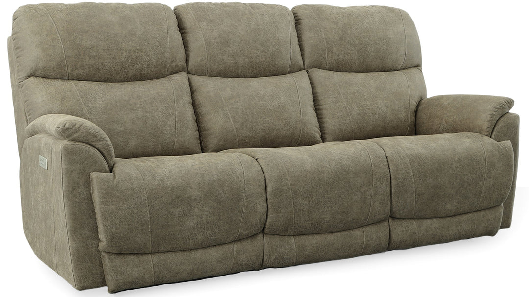Wallowa reclining sofa front view — Oregon-made custom fabric sofa