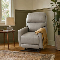 Willamette Power Lift Recliner in Sidekick Grey styled in a Portland Hawthorne Craftsman living room — What&