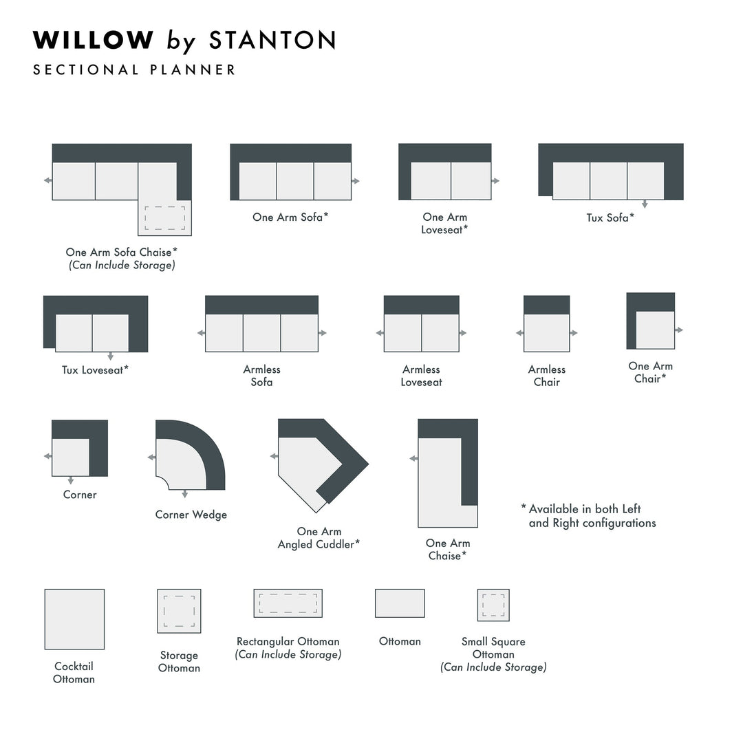 Willow Custom Sofa / Sectional and Sofa Bed spec sheet - custom Stanton seating - Whats New Furniture Portland OR