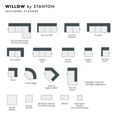 Willow Custom Sofa / Sectional and Sofa Bed spec sheet - custom Stanton seating - Whats New Furniture Portland OR