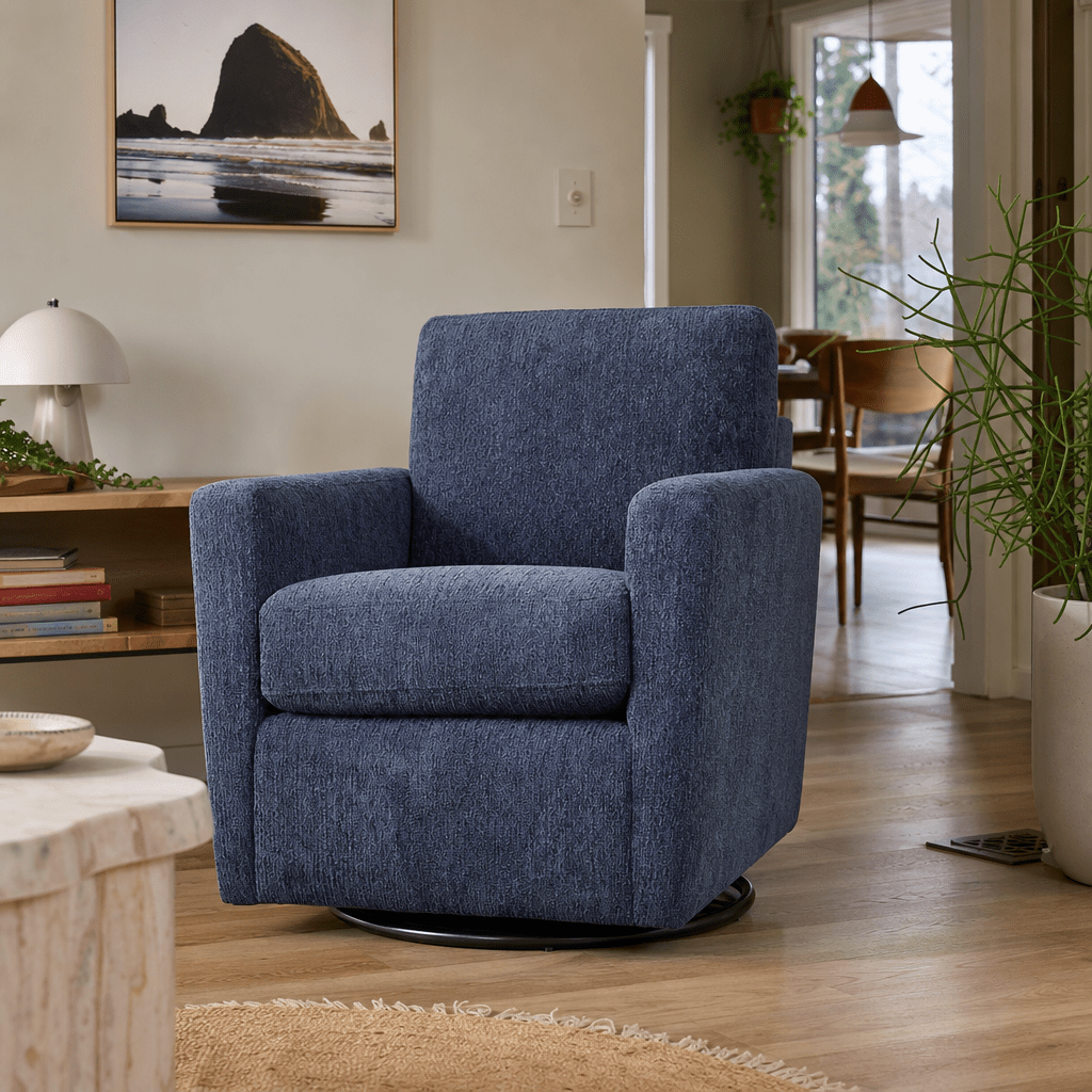 Zelda Swivel Chair in Gonzaga Federal styled in a Portland home - Whats New Furniture