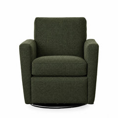 Zelda Swivel Chair in Rowana Caper — studio front view - Oregon-made swivel chair by Stanton - Whats New Furniture Portland OR