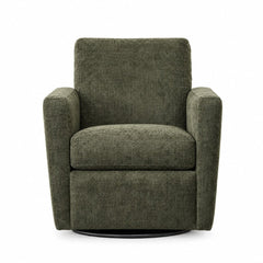 Zelda Swivel Chair in Ventana Olive - studio front view - Oregon-made swivel chair by Stanton - Whats New Furniture Portland OR