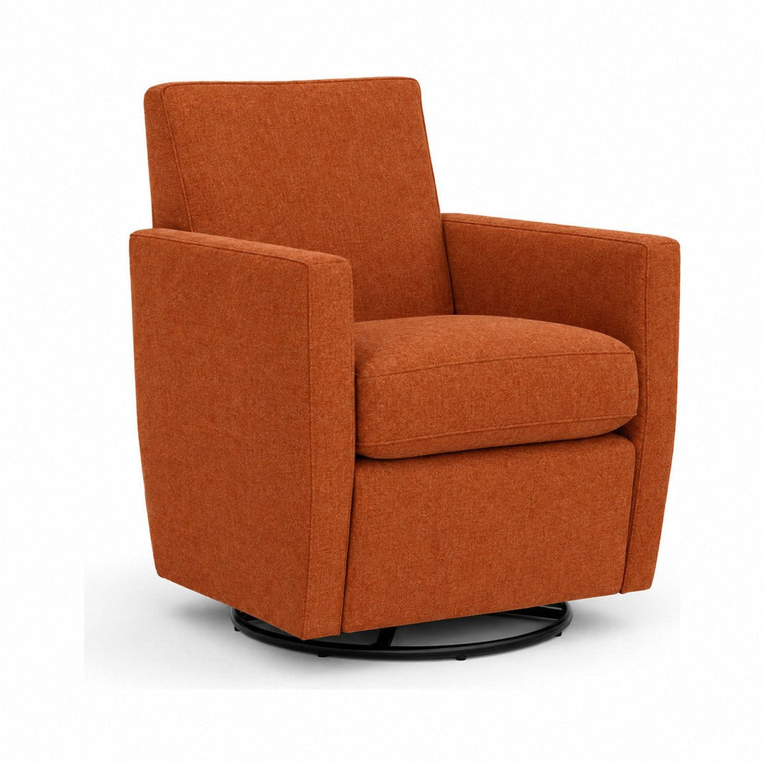 Zora Swivel Glider Chair in Lush Papaya — studio front view - zora swivel glider chair by Stanton - Whats New Furniture Portland OR