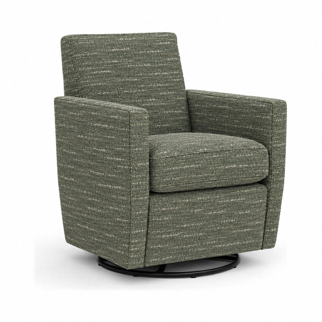 Zora Swivel Glider Chair in Mio Herb — studio front view - zora swivel glider chair by Stanton - Whats New Furniture Portland OR