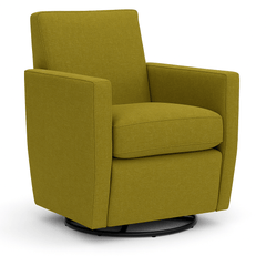 Zora Swivel Glider Chair in Stella Lemonade side angle - Oregon-made swivel glider chair by Stanton - Whats New Furniture Portland OR