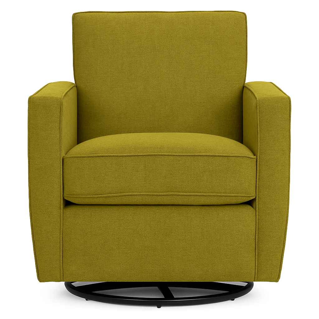 Zora Swivel Glider Chair in Stella Lemonade - Oregon-made swivel glider chair by Stanton - Whats New Furniture Portland OR
