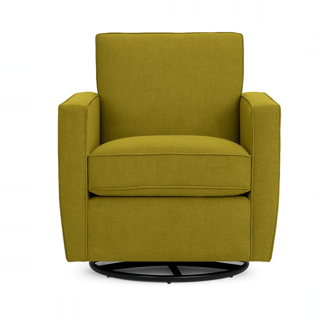 Zora Swivel Glider Chair in Stella Lemonade — studio front view - Stanton - Whats New Furniture Portland OR