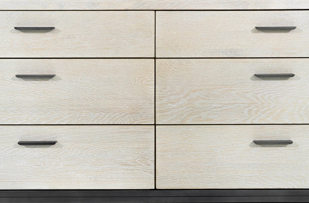 Starlight 6 Drawer Dresser in White Washed Oak drawer detail - six drawer dresser by LH Imports - Whats New Furniture Portland OR