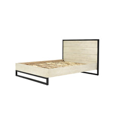 Starlight King Bed Frame in White Washed side angle - king white washed oak bed frame by LH Imports - Whats New Furniture Portland OR
