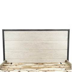 Starlight King Bed Frame in White Washed headboard detail - king white washed oak bed frame by LH Imports - Whats New Furniture Portland OR