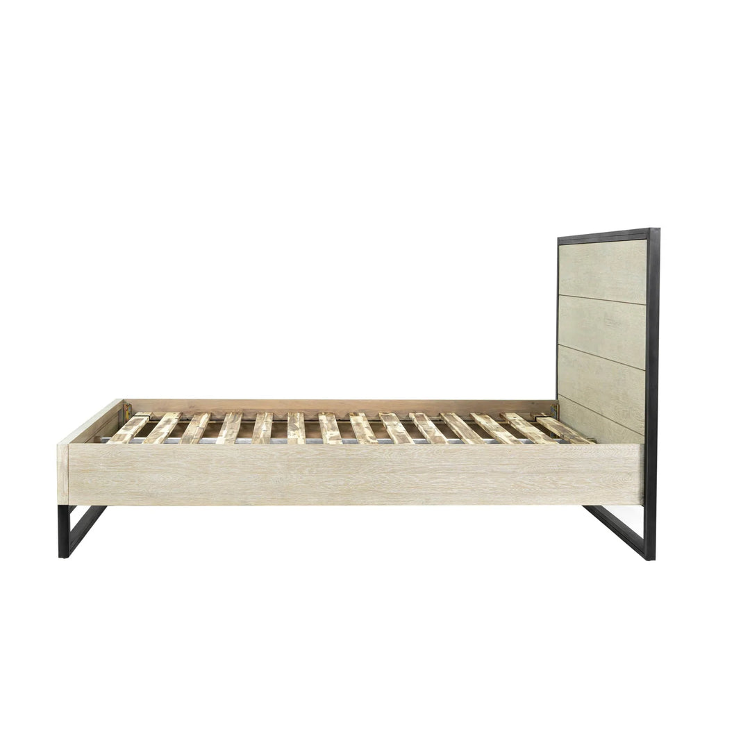 Starlight King Bed Frame in White Washed side view - king white washed oak bed frame by LH Imports - Whats New Furniture Portland OR