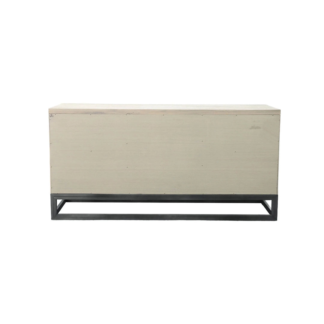 Starlight Sideboard in White Washed open storage front view - oak sideboard by LH Imports - Whats New Furniture Portland OR