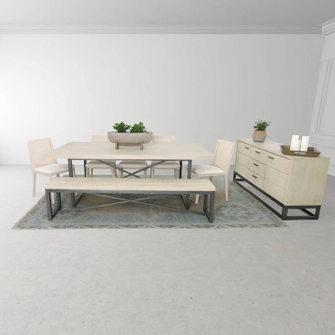 Starlight Sideboard in White Washed styled room setting - oak sideboard by LH Imports - Whats New Furniture Portland OR