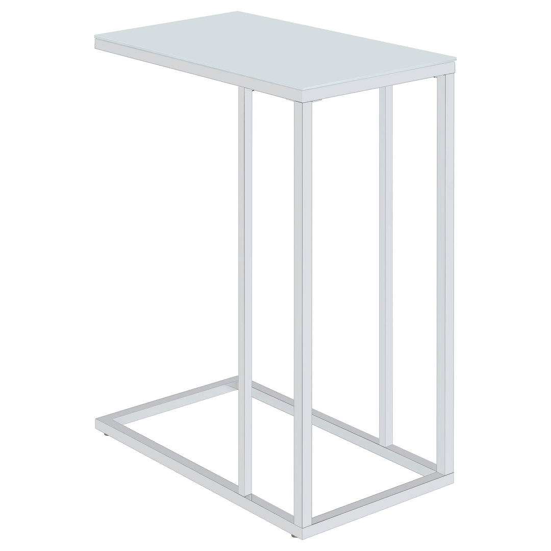 Stella White Glass Top C-Shaped Sofa Side Table Chrome - What&