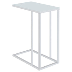 Stella White Glass Top C-Shaped Sofa Side Table Chrome - What&