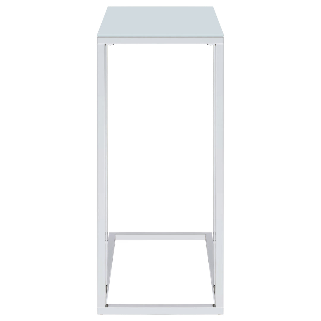 Stella White Glass Top C-Shaped Sofa Side Table Chrome - What&