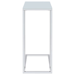 Stella White Glass Top C-Shaped Sofa Side Table Chrome - What&